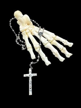Vintage Signed AFCO Sterling Silver Crucifix Rosary Cross Necklace Sterling Bead
